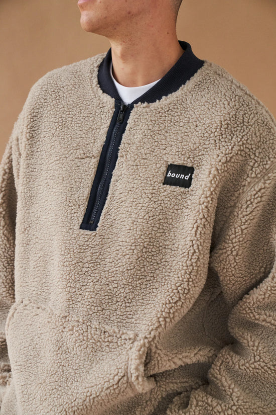 bound 'Beige' Half Zip Pullover