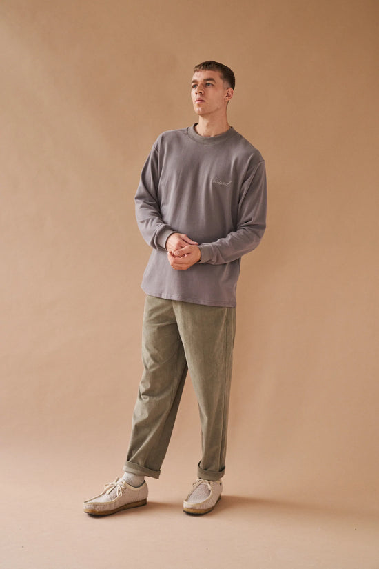 bound 'Mushroom' Corduroy Trousers