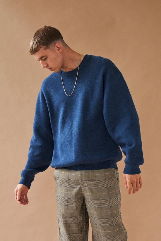bound 'Okeley' Marl Knit Sweater - Ocean Blue