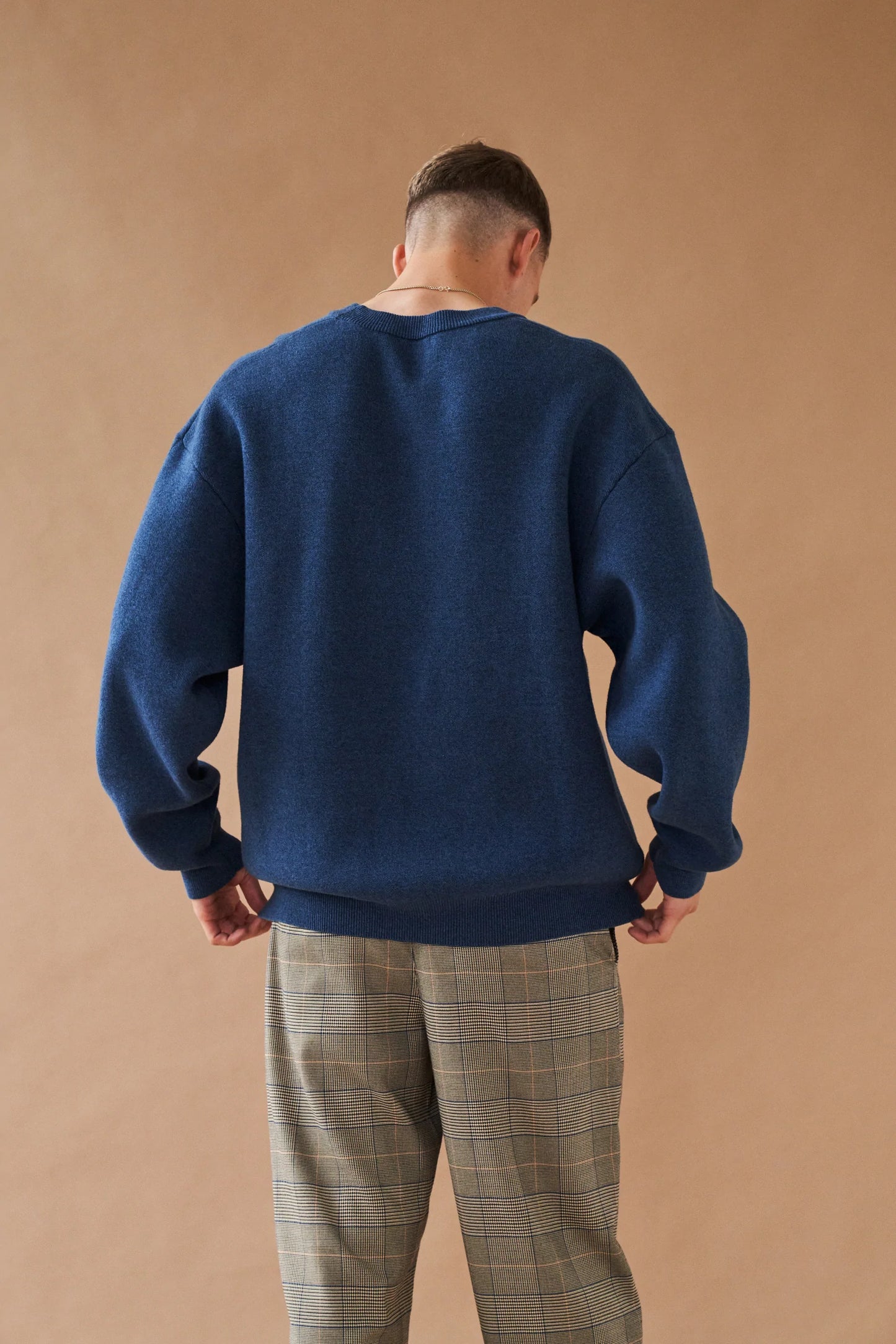 bound 'Okeley' Marl Knit Sweater - Ocean Blue
