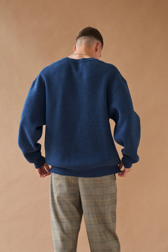 bound 'Okeley' Marl Knit Sweater - Ocean Blue