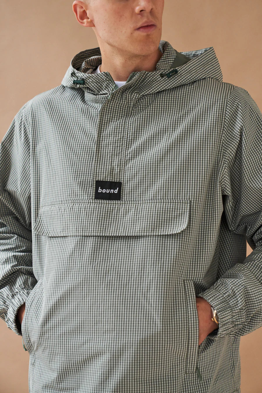 bound 'Hessle' Check Smock - Olive Green