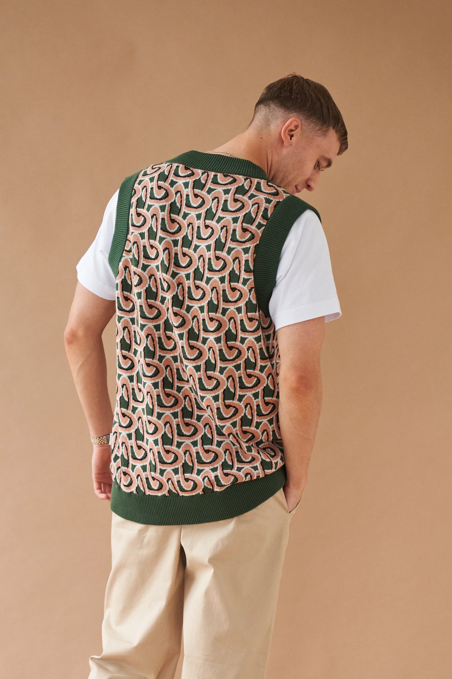 bound 'Monaco' Pattern Knit Sweater Vest