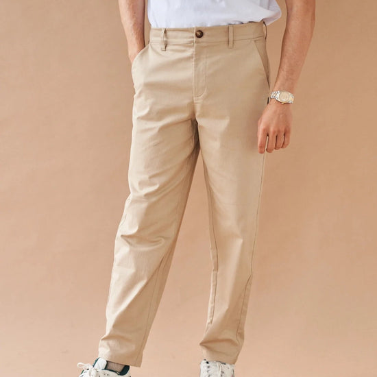 bound 'Beige Twill' Straight Trouser