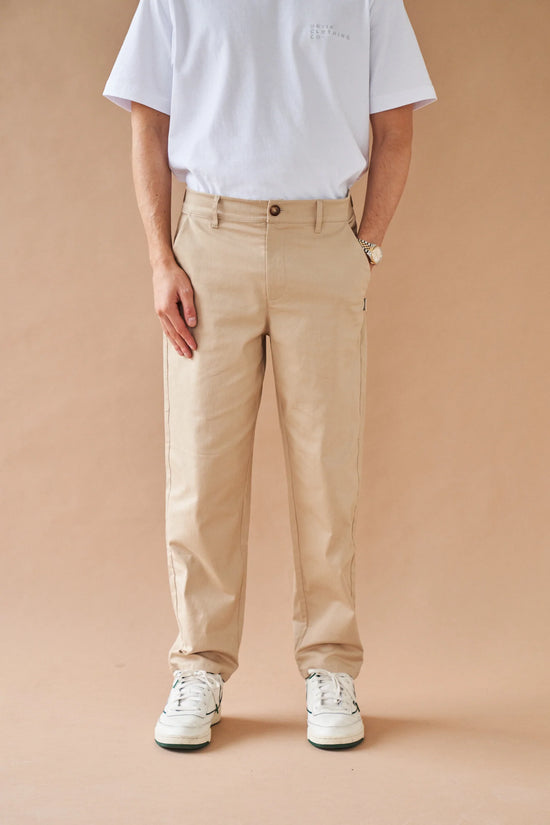 bound 'Beige Twill' Straight Trouser