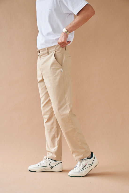 bound 'Beige Twill' Straight Trouser