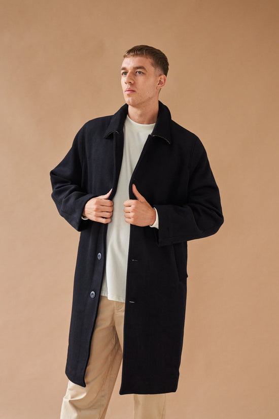 bound 'Maxwell' Oversized Wool Trench Coat - Navy