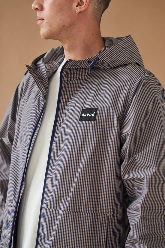 bound 'Digbeth' Check Wind Jacket - Beige & Blue
