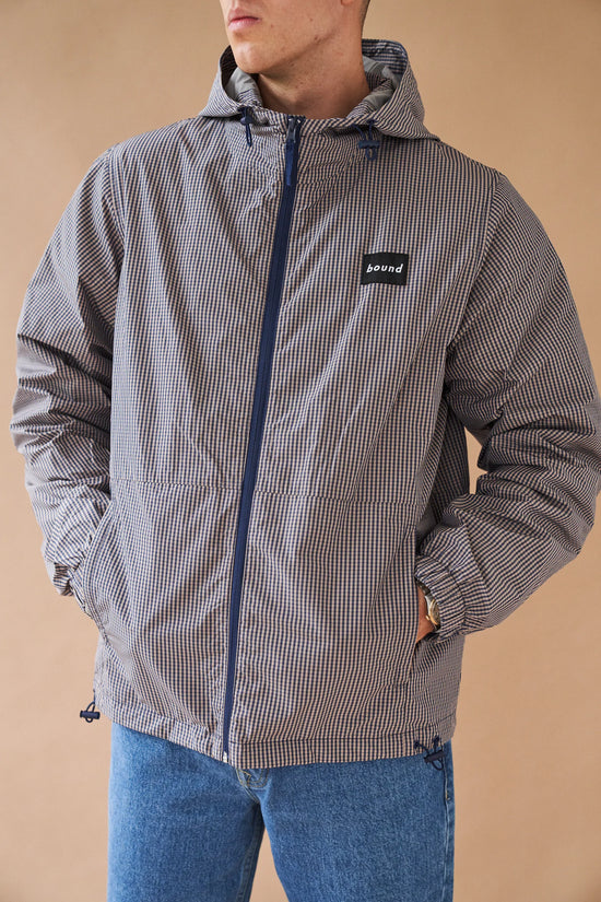 bound 'Digbeth' Check Wind Jacket - Beige & Blue
