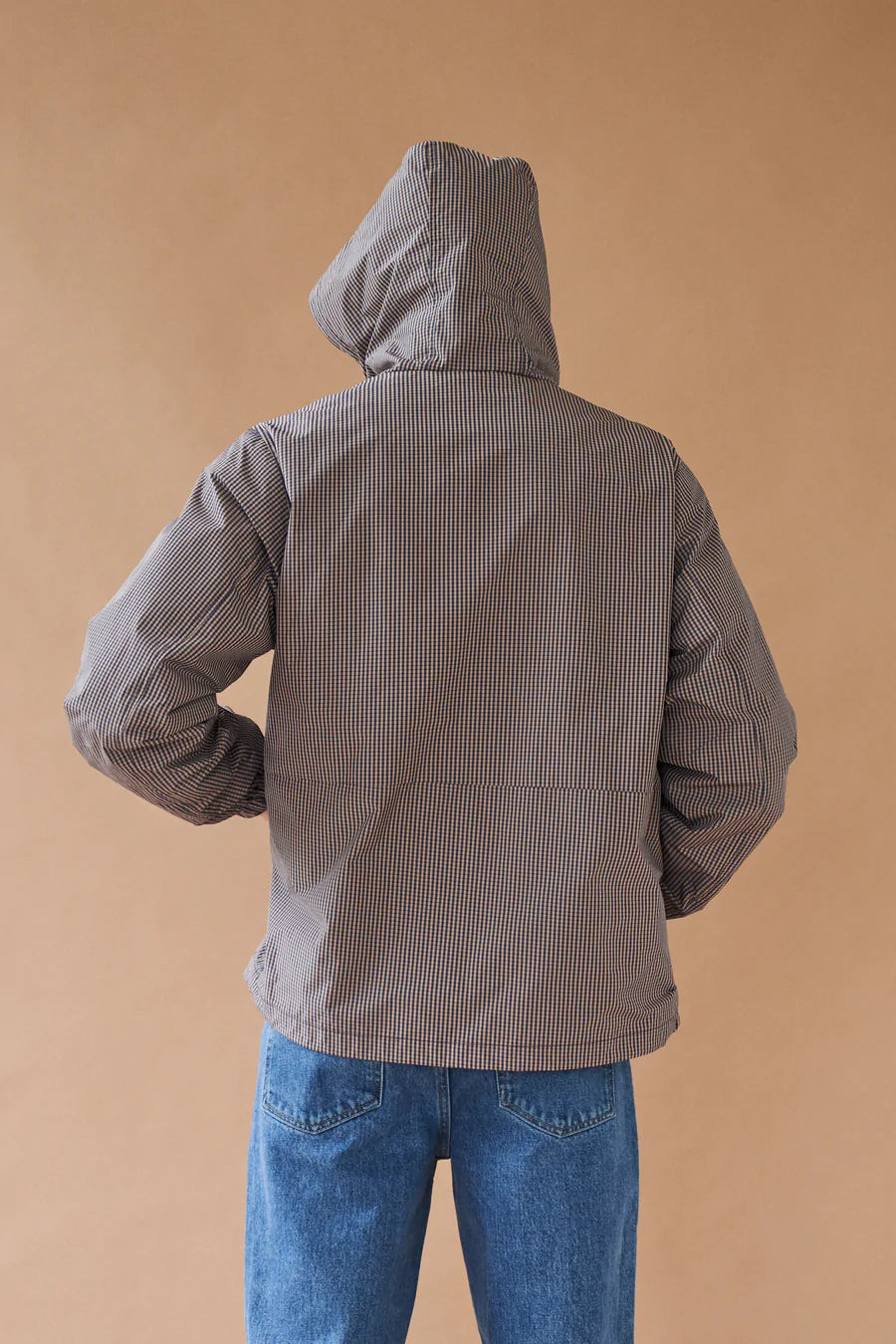 bound 'Digbeth' Check Wind Jacket - Beige & Blue