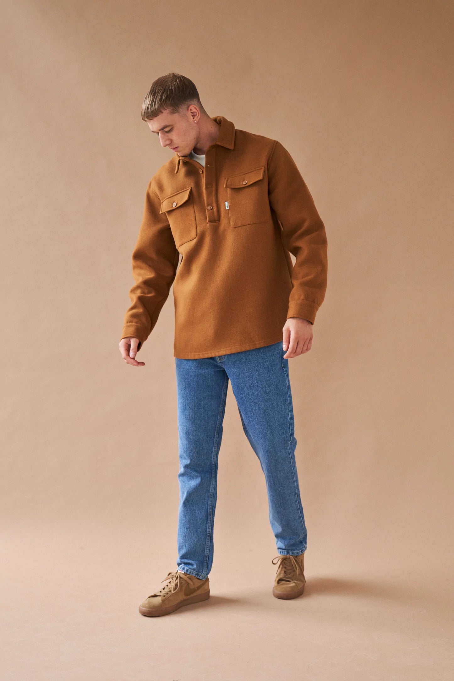 bound 'Reynard' Textured Heavy Overshirt - Tan Brown