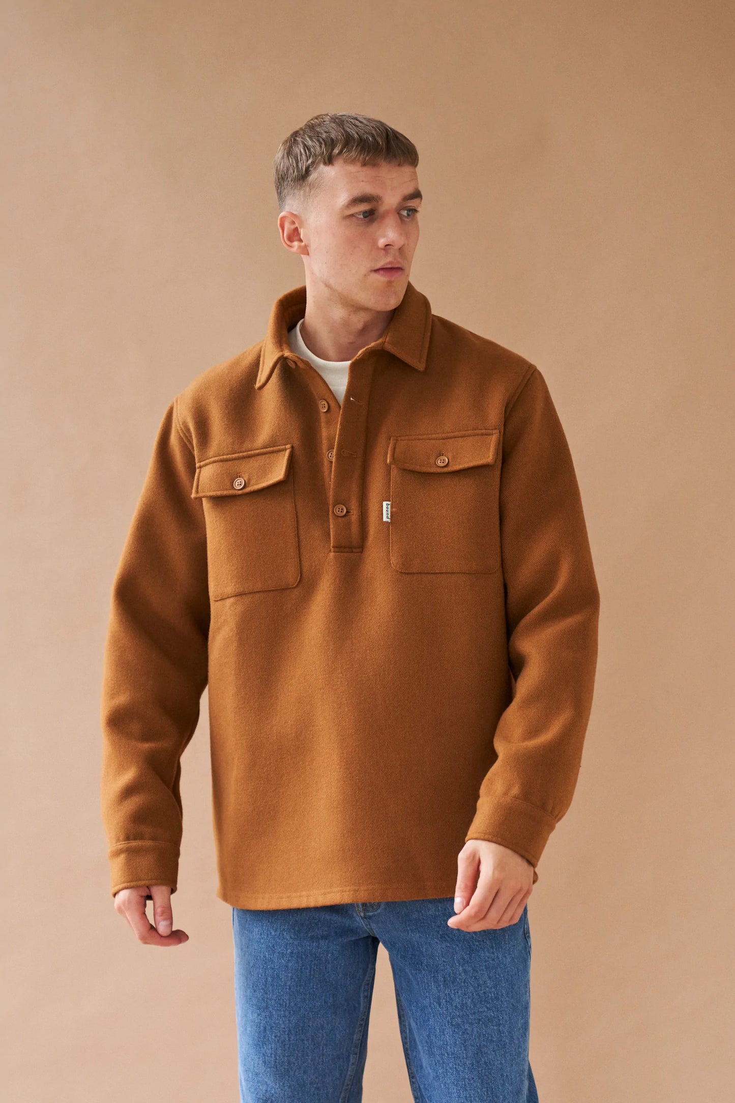 bound 'Reynard' Textured Heavy Overshirt - Tan Brown