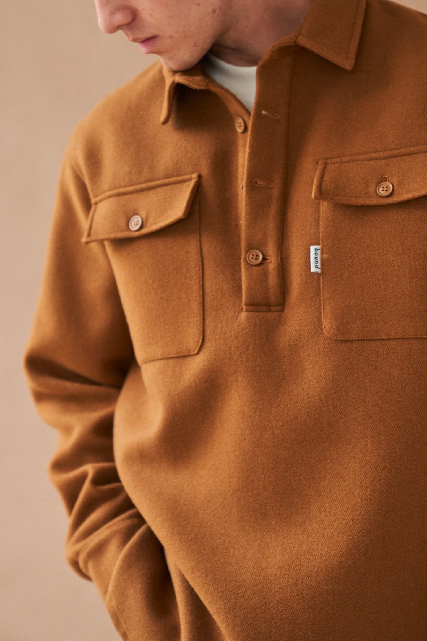 bound 'Reynard' Textured Heavy Overshirt - Tan Brown