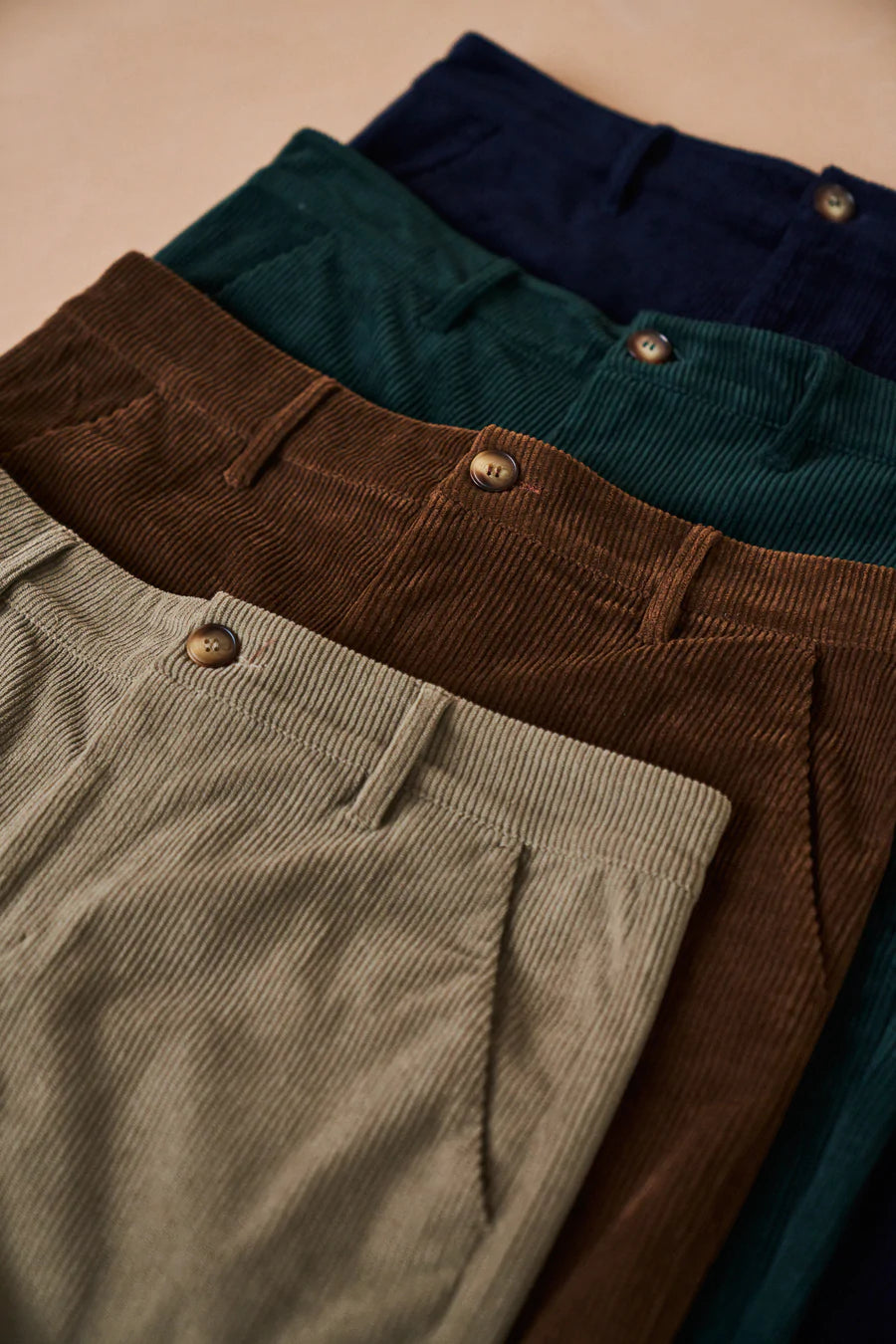 bound 'Pine Green' Corduroy Trousers