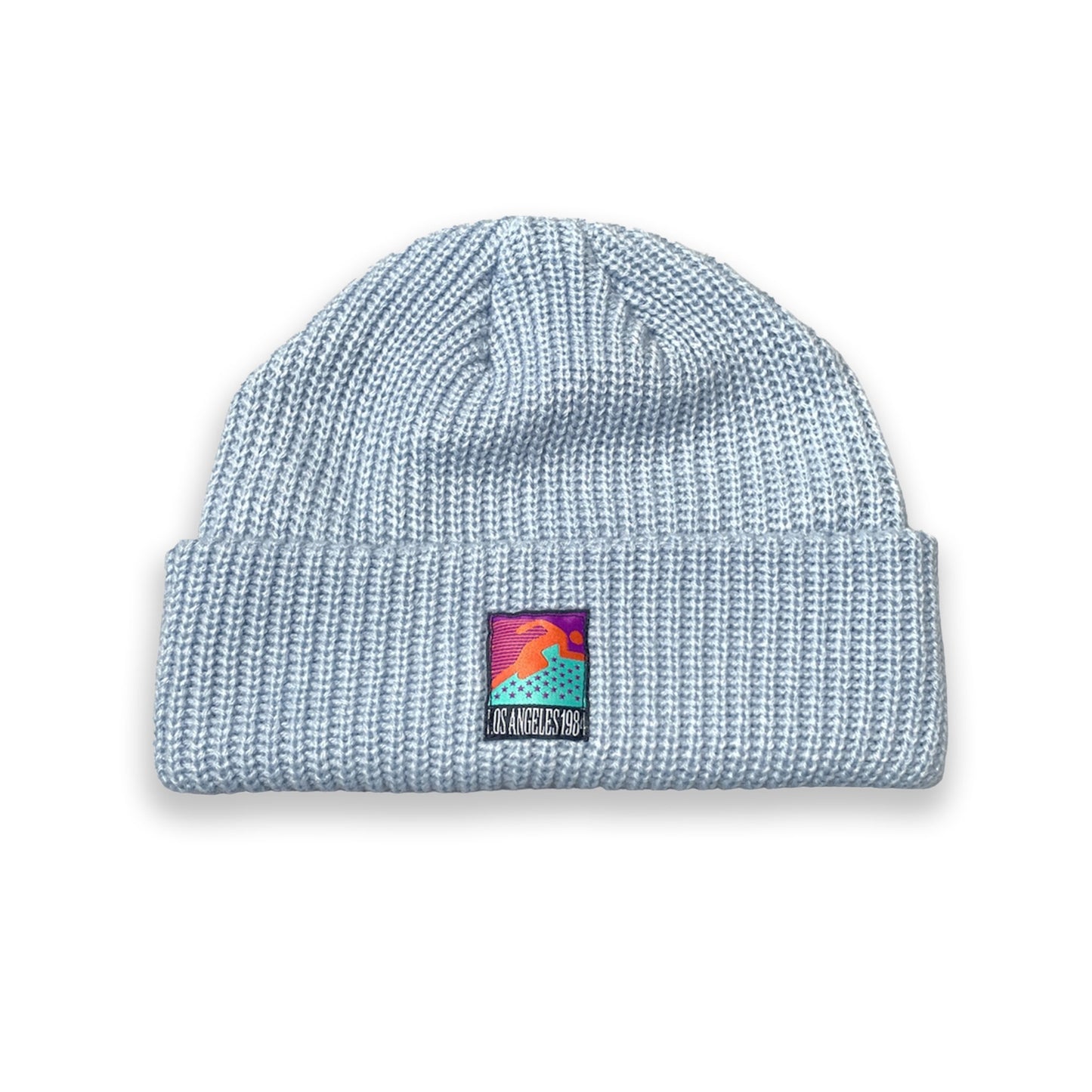 Vice 84 'Runner Patch' Ribbed Fisherman Beanie - Black / Grey / Forest / Light Blue