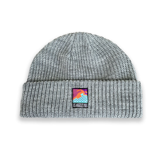 Vice 84 'Runner Patch' Ribbed Fisherman Beanie - Black / Grey / Forest / Light Blue