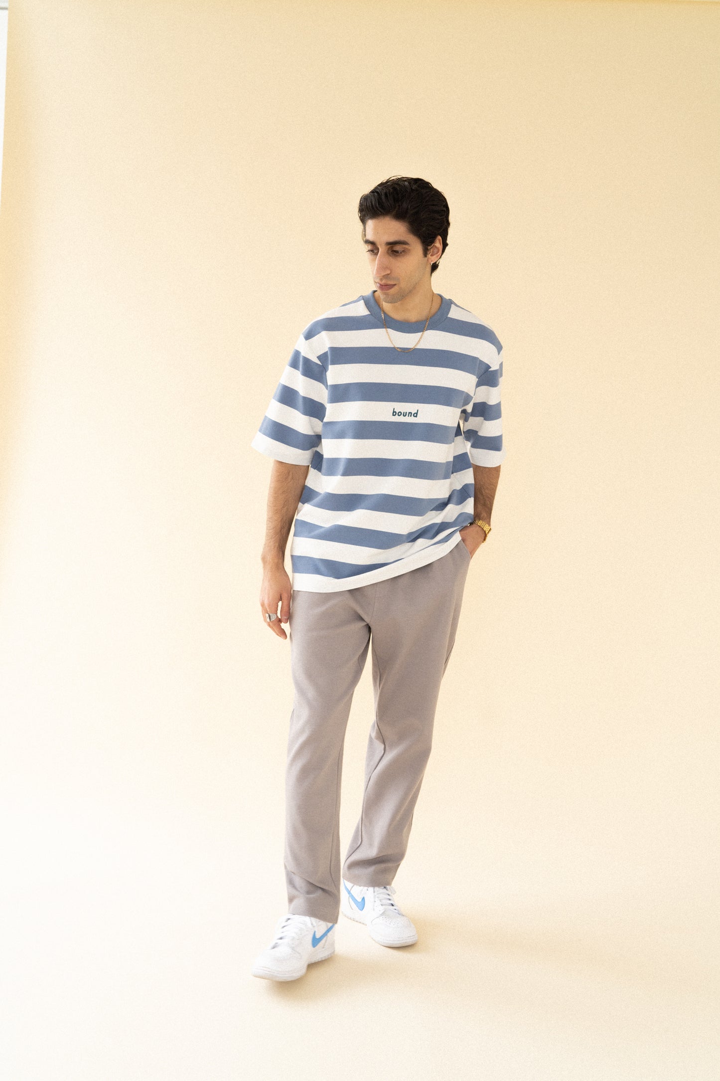 bound 'Textured Grey Cotton' Trousers