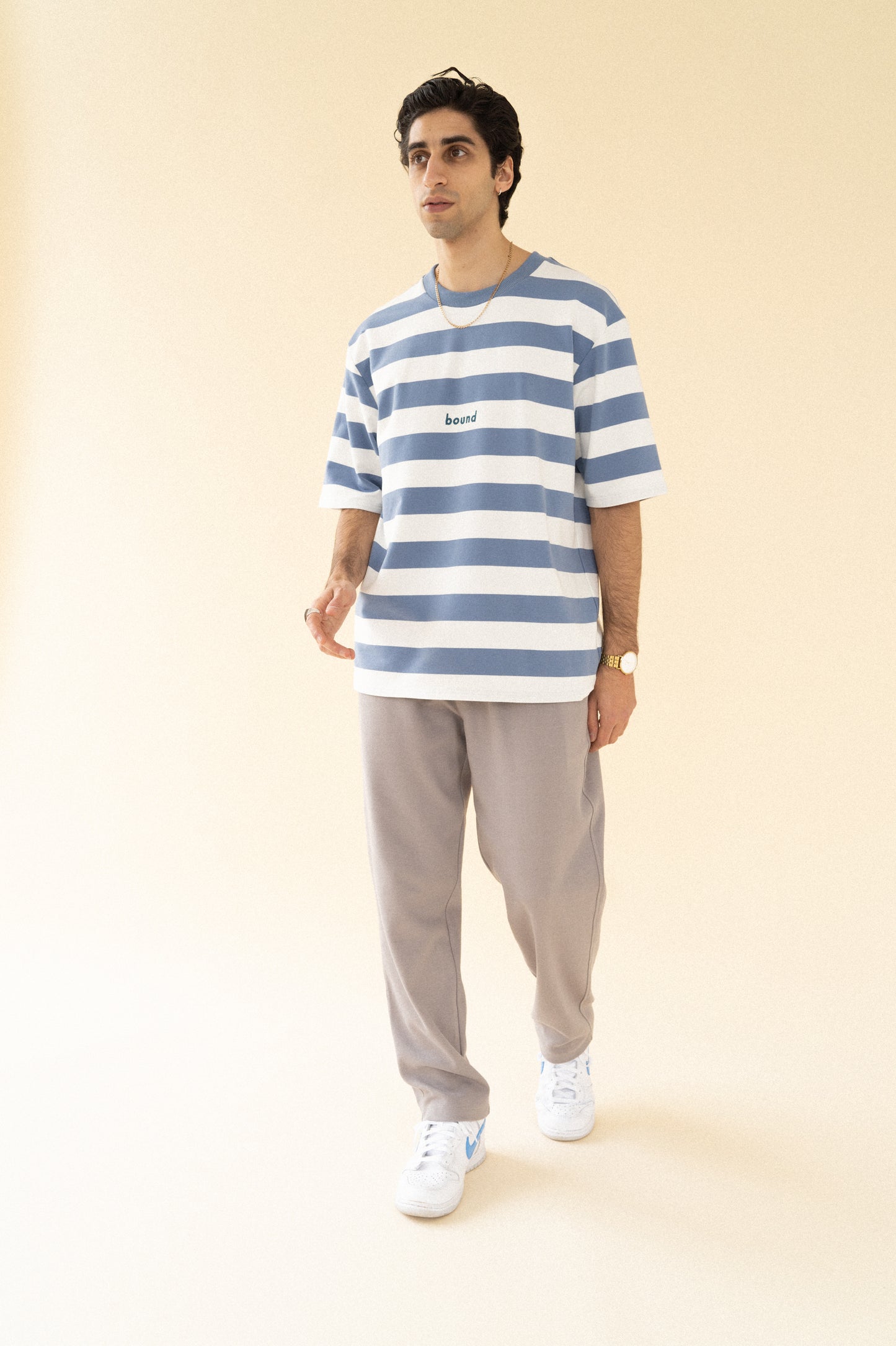 bound 'Textured Grey Cotton' Trousers