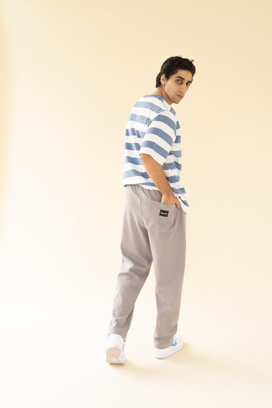 bound 'Textured Grey Cotton' Trousers