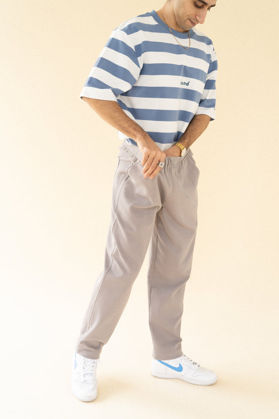 bound 'Textured Grey Cotton' Trousers