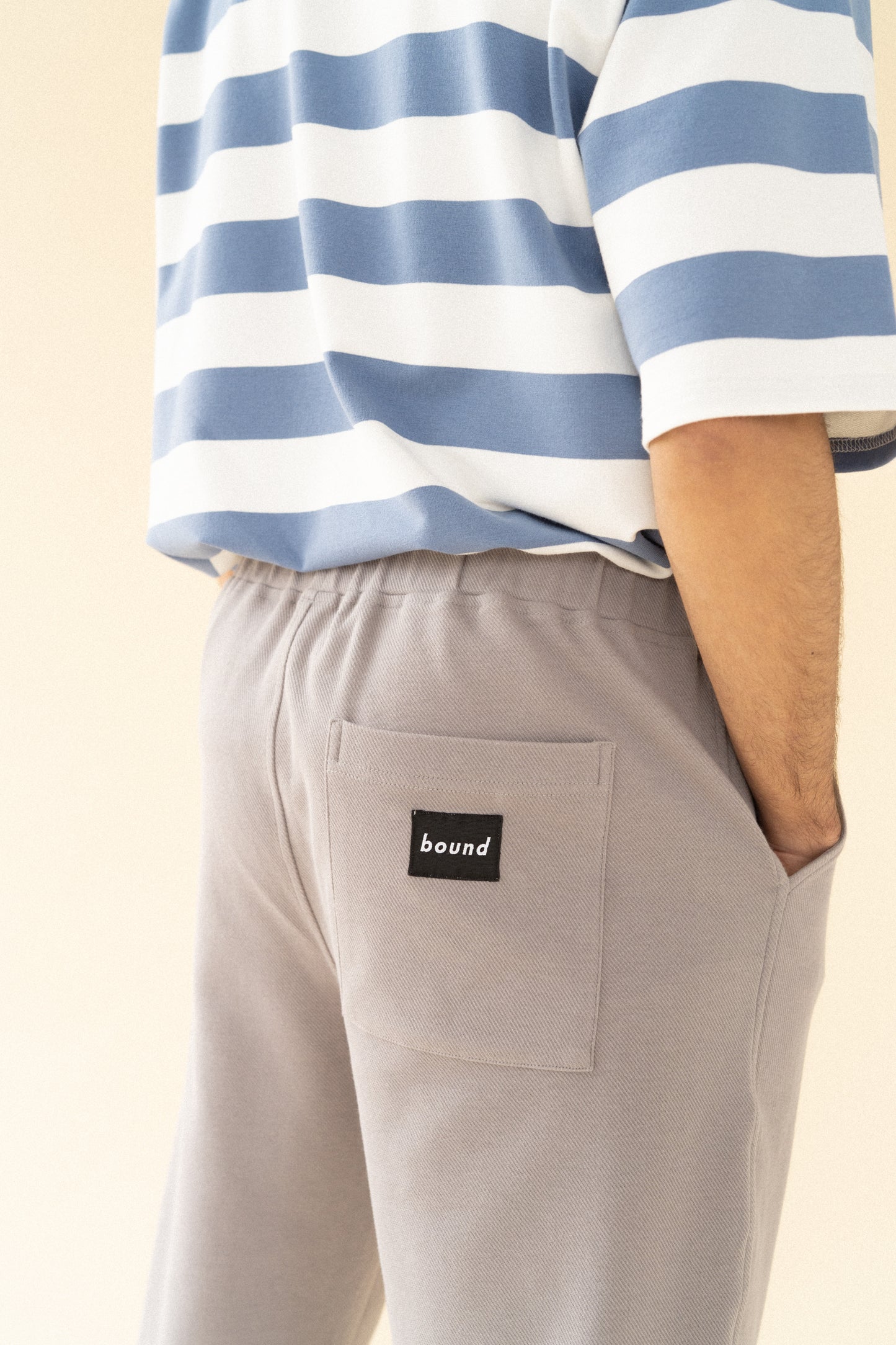 bound 'Textured Grey Cotton' Trousers