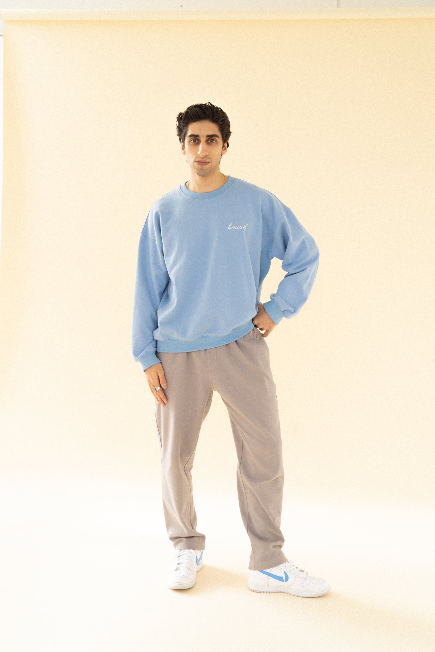 bound 'Textured Grey Cotton' Trousers