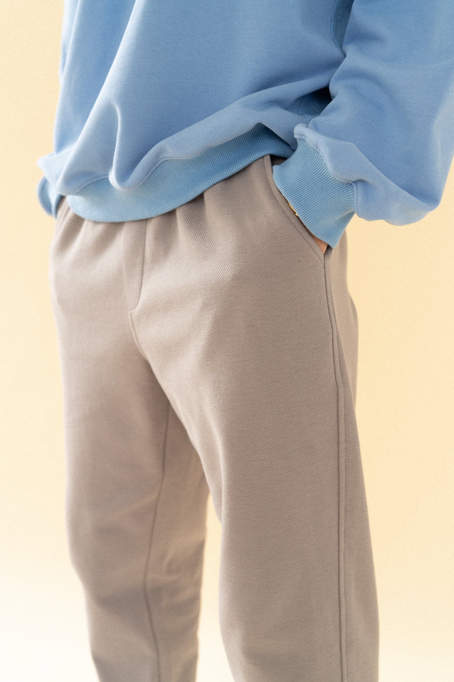 bound 'Textured Grey Cotton' Trousers