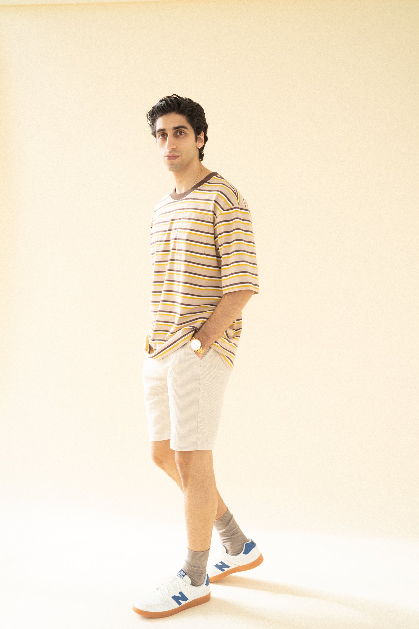 bound 'Cream' Cord Shorts