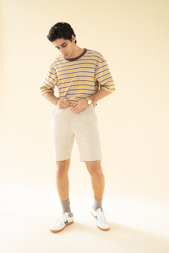 bound 'Cream' Cord Shorts
