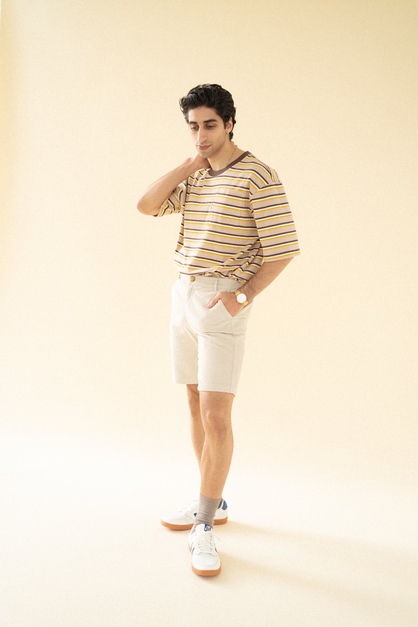 bound 'Cream' Cord Shorts