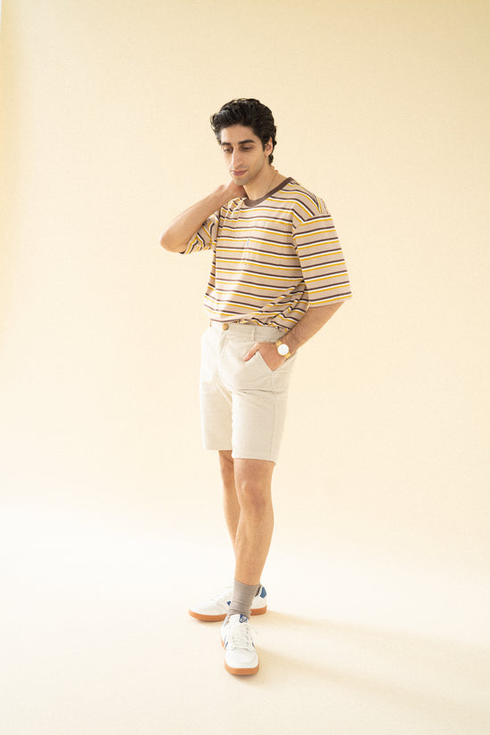 bound 'Cream' Cord Shorts
