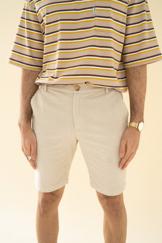 bound 'Cream' Cord Shorts