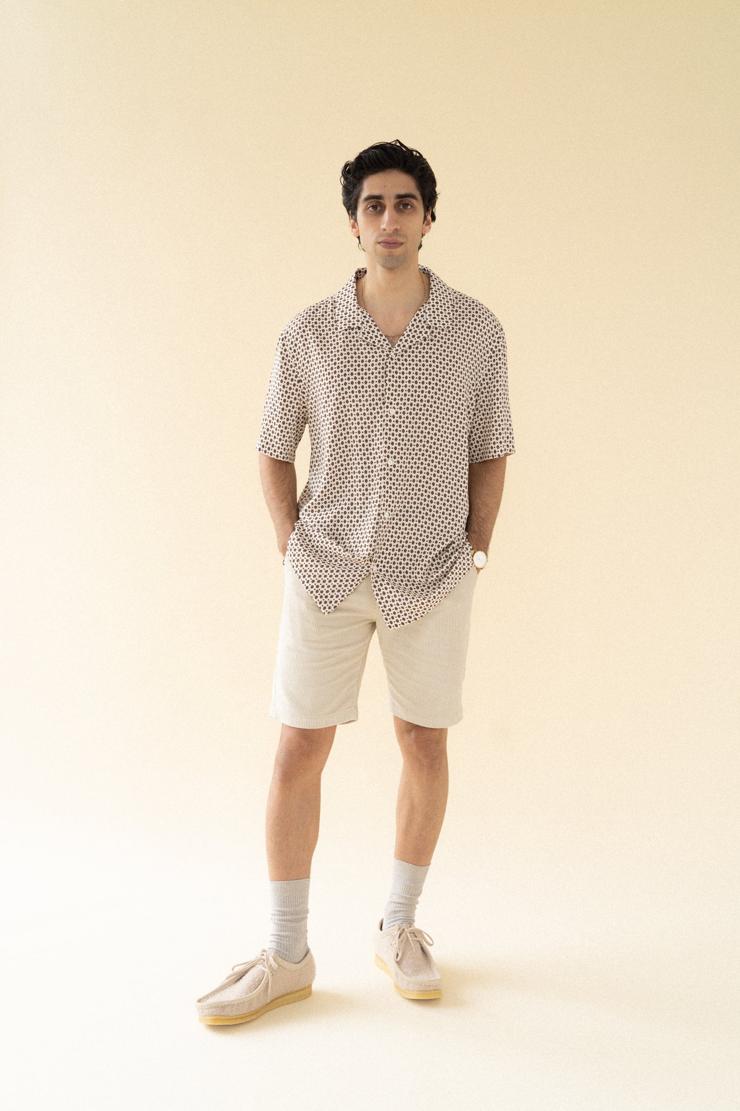 bound 'Cream' Cord Shorts