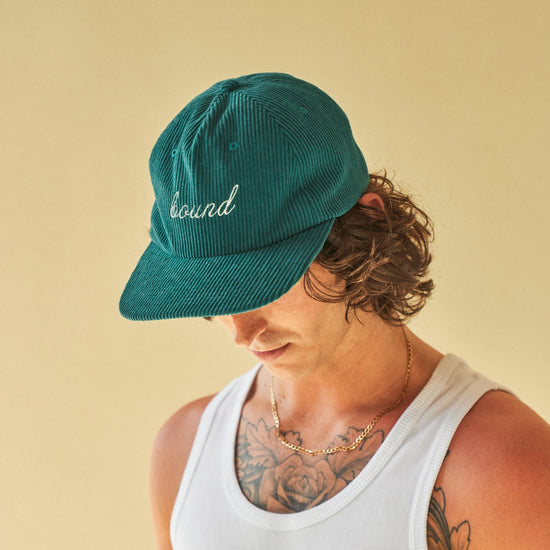 Load image into Gallery viewer, bound &amp;#39;Kelly Green&amp;#39; Cord 6 Panel Cap
