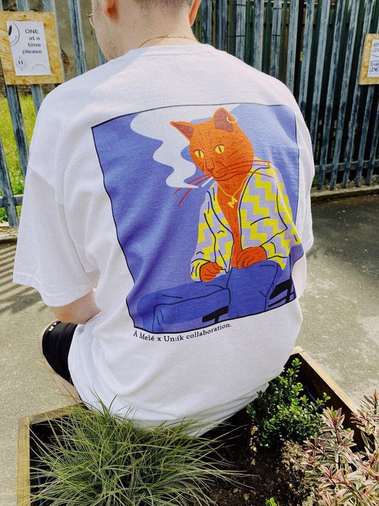 Melé x Club Bad 'Cool Cat' Tee - White - UN:IK Clothing