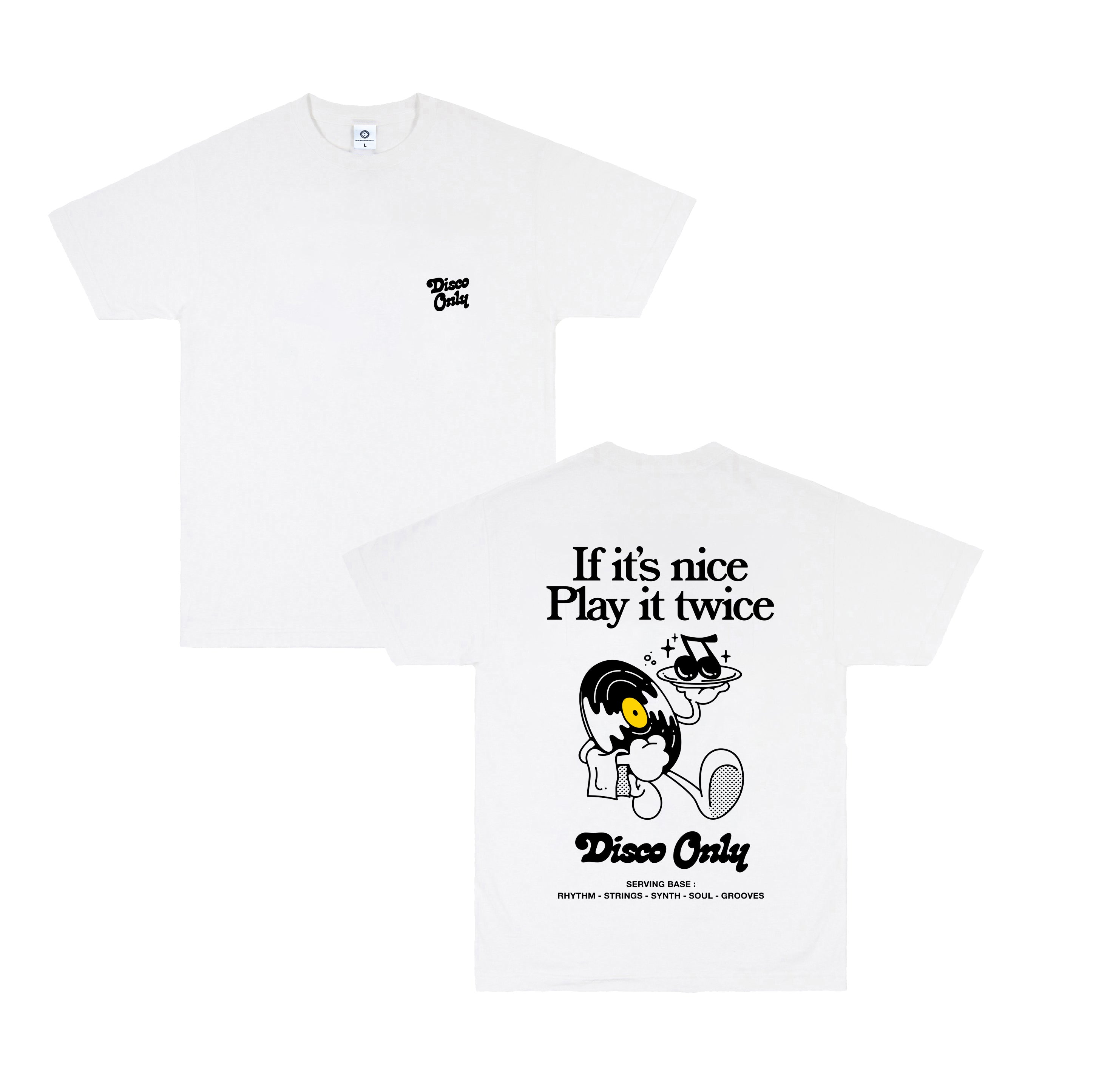 DISCO ONLY 'Play it Twice V2' Tee - White – UN:IK Clothing