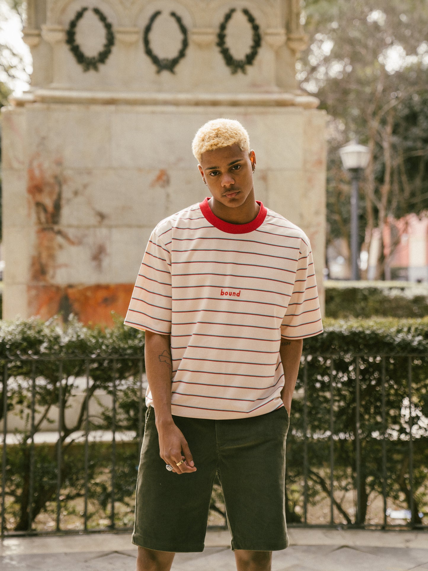 bound 'Light Pink' Stripe Tee