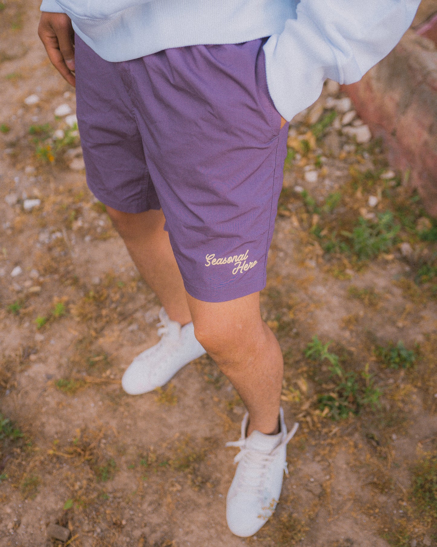 Seasonal Hero 'Script' Beach Shorts - Pistachio / Red / Mauve