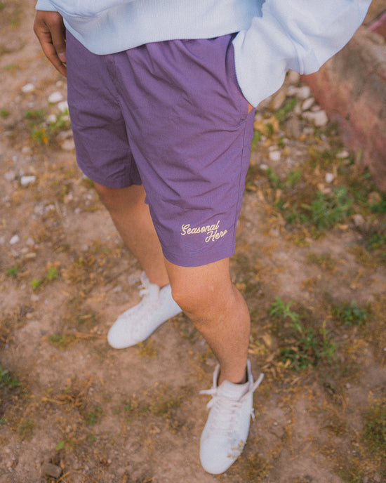 Seasonal Hero 'Script' Beach Shorts - Pistachio / Red / Mauve