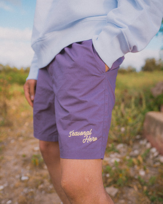 Seasonal Hero 'Script' Beach Shorts - Pistachio / Red / Mauve
