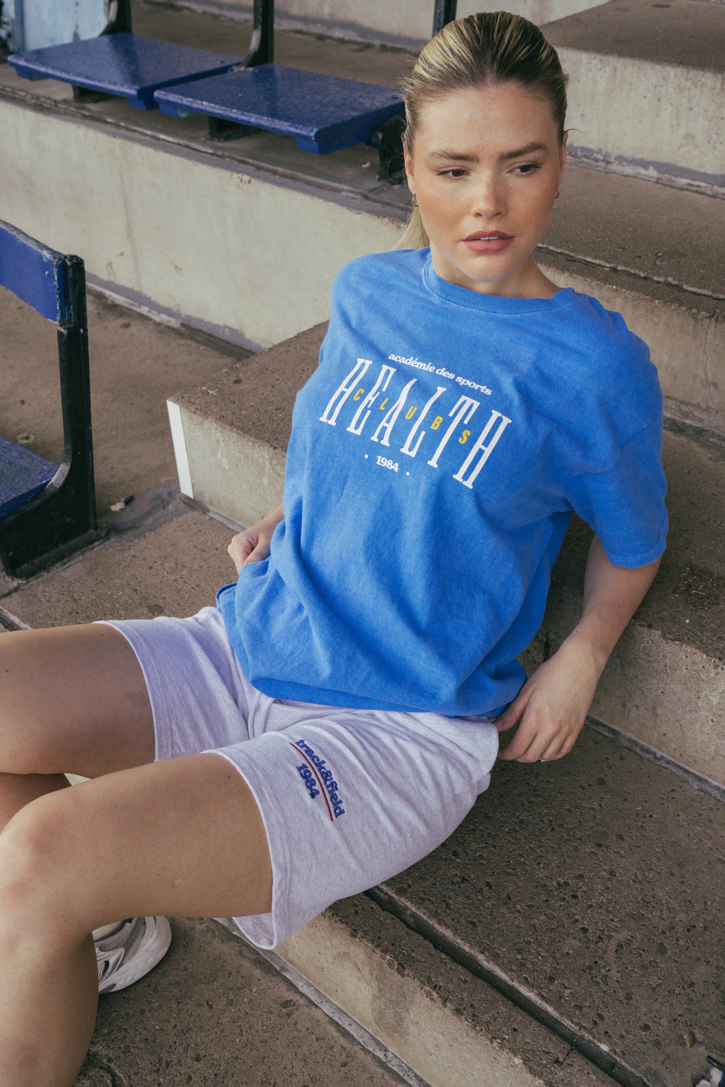 Vice 84 'Health Clubs' Vintage Washed Tee - Cobalt Blue