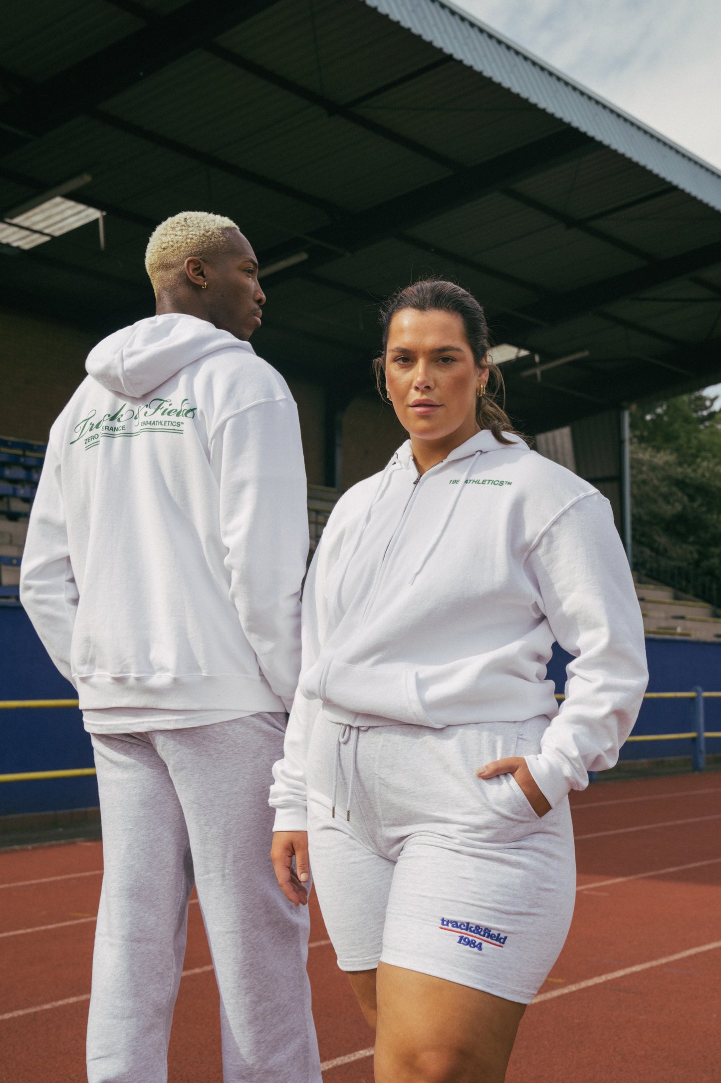 Vice 84 'Track Runner' Zip Up Hoodie - Arctic White