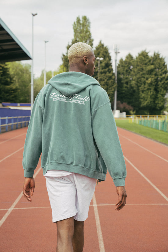 Vice 84 'Track Runner' Zip Up Vintage Washed Hoodie - Hunter Green