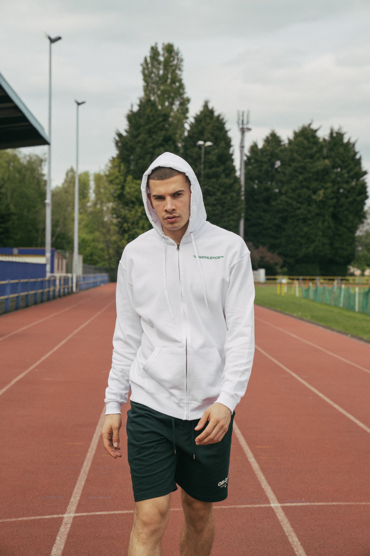 Vice 84 'Track Runner' Zip Up Hoodie - Arctic White
