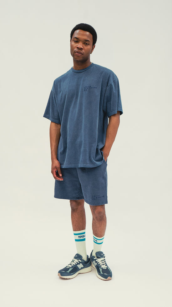 Essentials 'Sets' Vintage Washed Jogger Shorts - Indigo