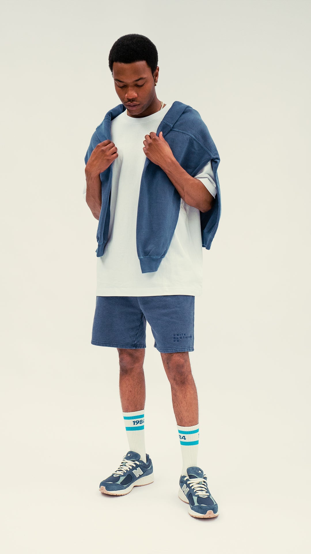 Essentials 'Sets' Vintage Washed Jogger Shorts - Indigo