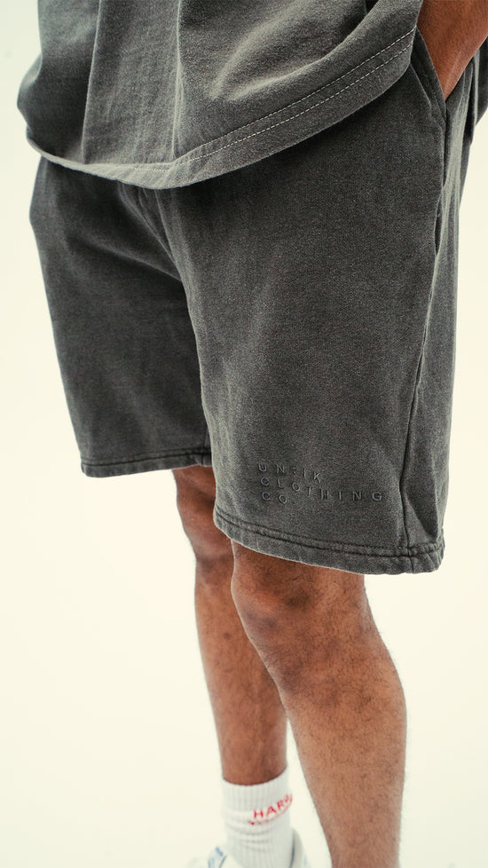 Essenitals 'Sets' Vintage Washed Jogger Shorts - Washed Black