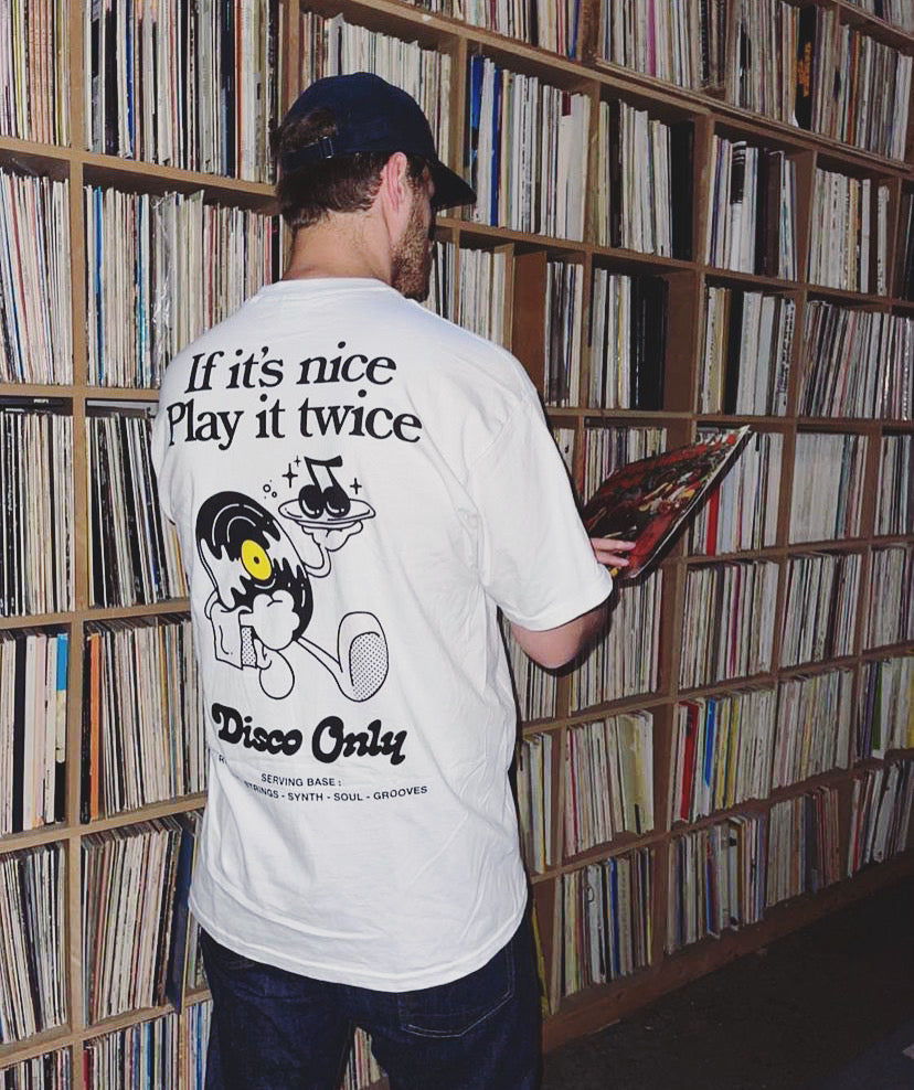 DISCO ONLY 'Play it Twice V2' Tee - White