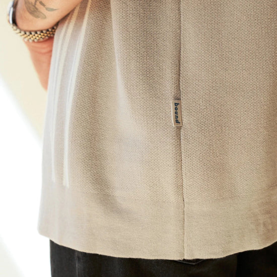 bound 'Elmer' Heavy Zip Knit Polo - Ash