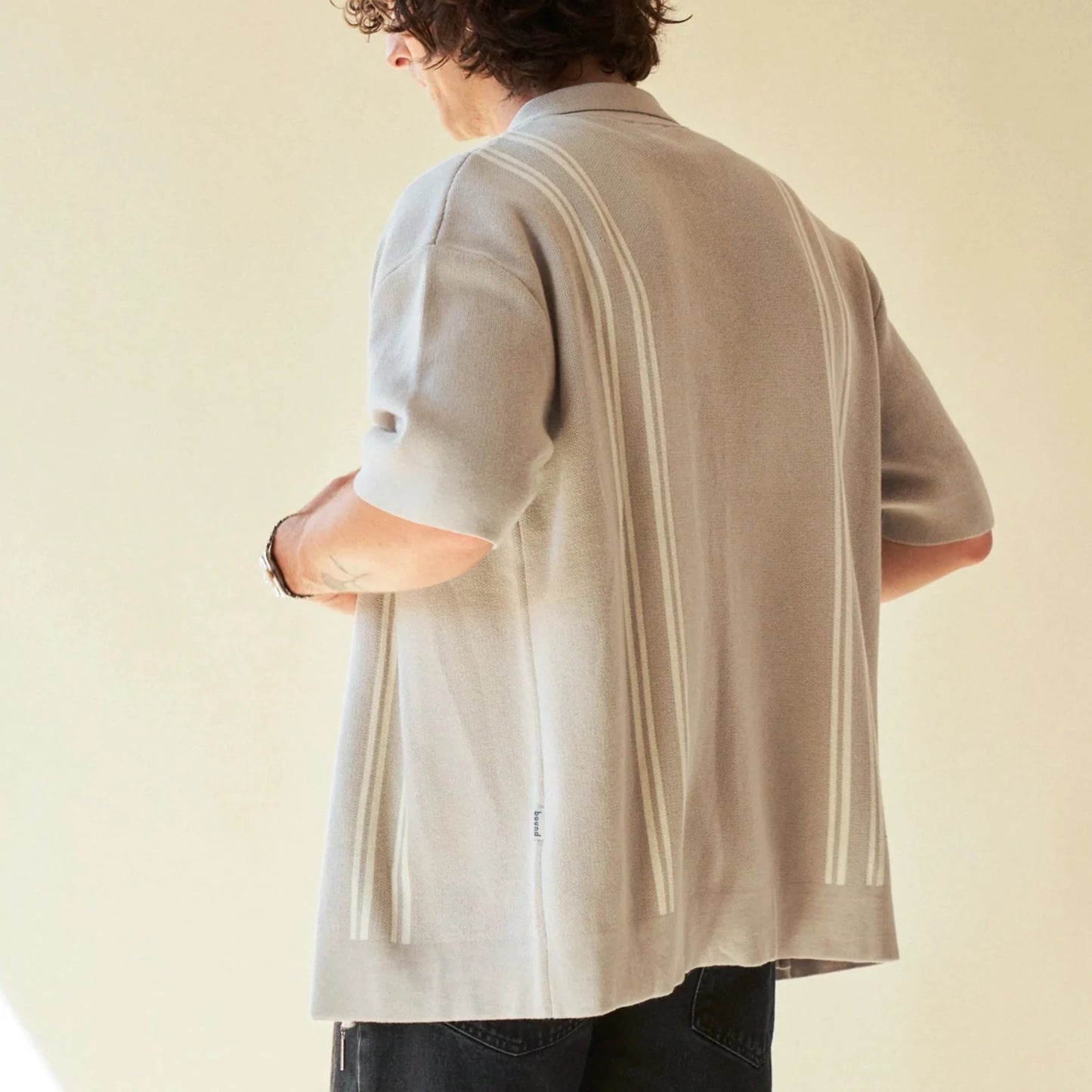 bound 'Elmer' Heavy Zip Knit Polo - Ash